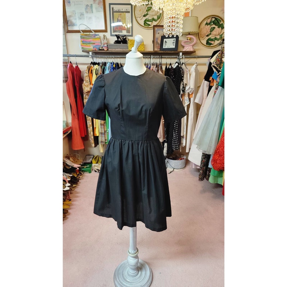 S/M vintage black cotton day dress